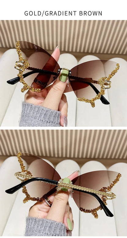 Cycling New Y2K Style Women Fashion Sunglasses Oversize Butterfly Shape Diamond Edge Design Sun Glasses Street Party Glasses
