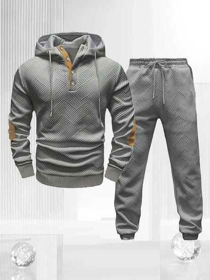 Men's Sportswear Solid Color Joggers Hoodie Sweatshirts and Long Pants 2 Piece Set Fashionable Casual Sports Set Men's Tracksuit