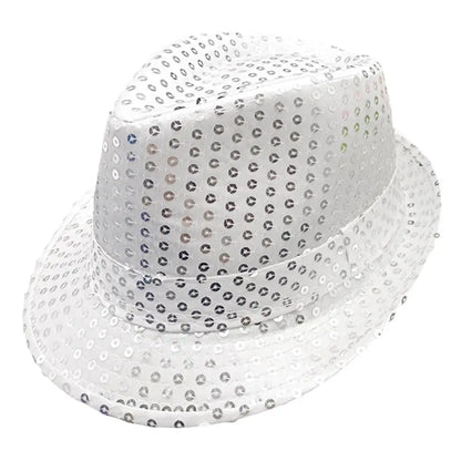 Durable Sequins Jazz Hat Masquerade Shiny Panama Cap Stage Cosplay Dance Performance Hat Holiday