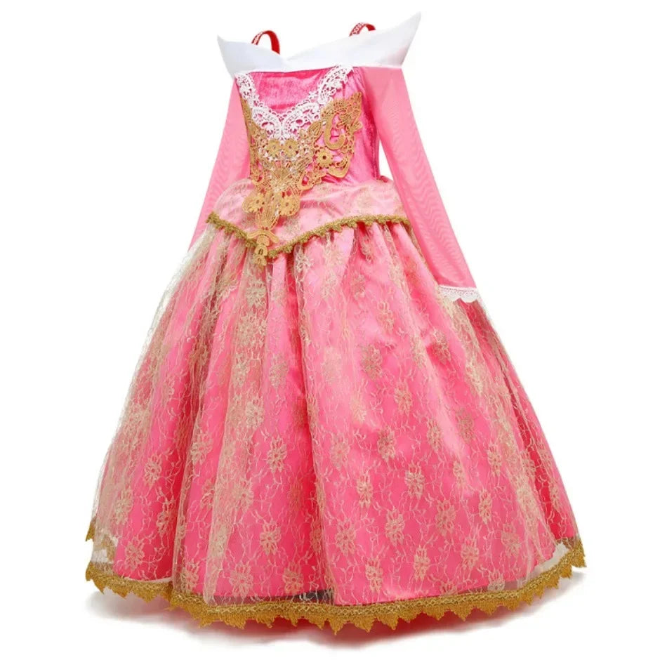 Girls Sleeping Beauty Aurora Princess Halloween Cosplay Dress Off Shoulder Kids Gift Carnival Party Fancy Princess Clothing