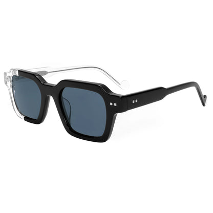 Square Frame Retro Sunglasses Asymmetric Two Tone UV400 for Women Men Polarized Outdoor Lightweight Secure Fit