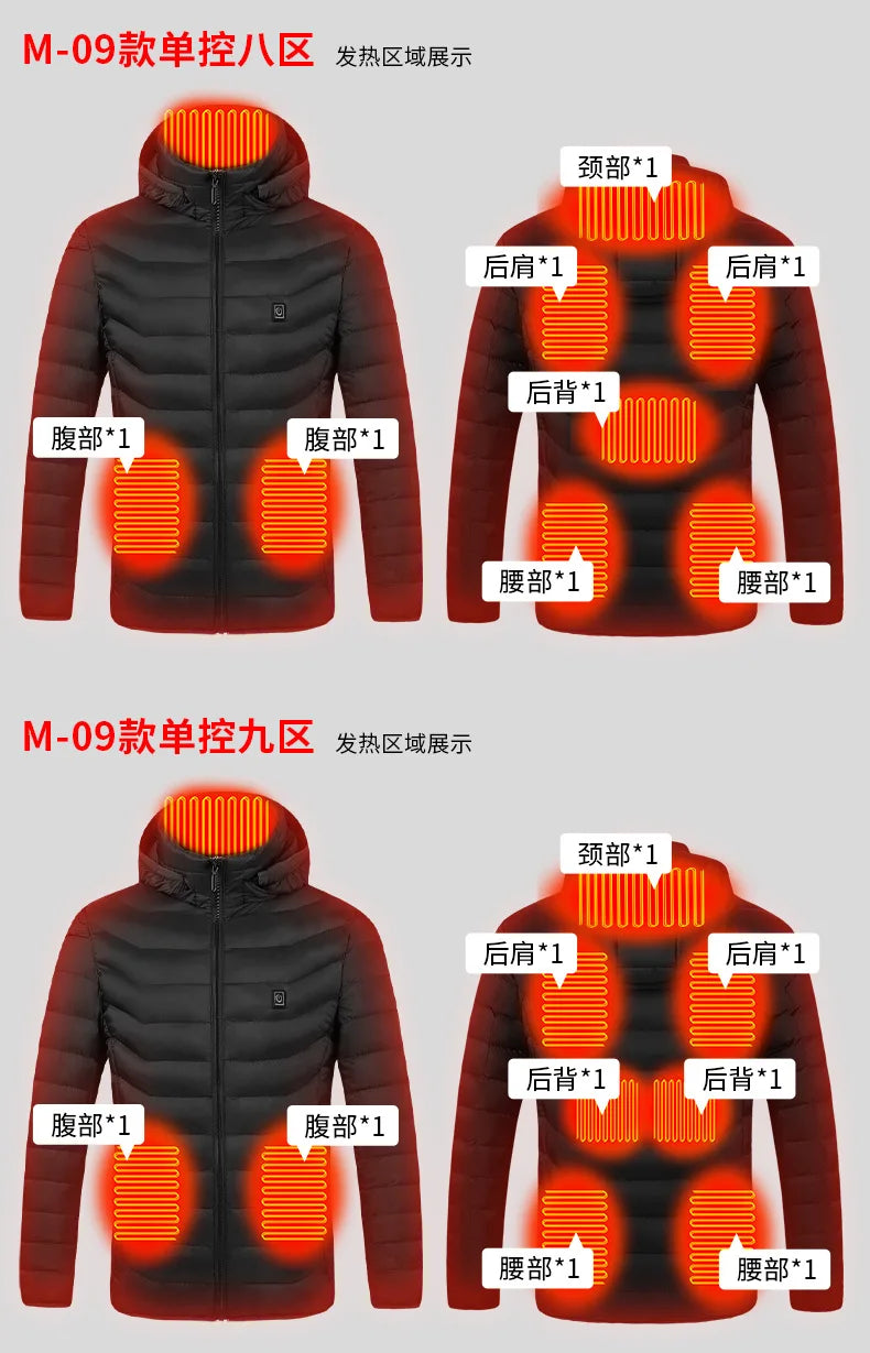 21 Areas Heated Jacket Women's Warm Vest USB Men's Heating Jacket  Waterproof Winter Heated Jackets Ski Clothing Coat Heated