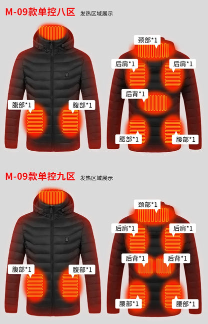 21 Areas Heated Jacket Women's Warm Vest USB Men's Heating Jacket  Waterproof Winter Heated Jackets Ski Clothing Coat Heated