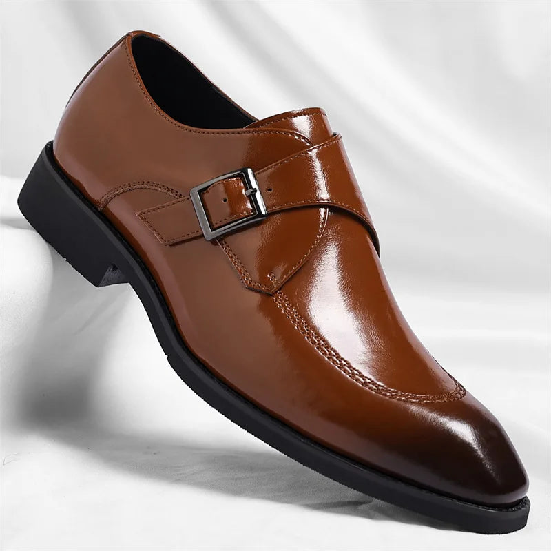 Buckle Designer Big Size Dress Shoes for Men Spring Autumn Solid Color Cow Leather Shoes Male Fashion Business Casual Shoe Man