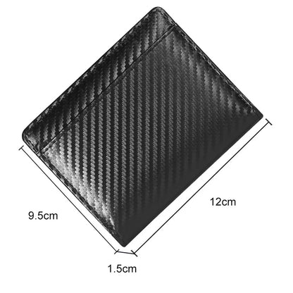 Men Carbon Fiber Wallet RFID Blocking Short Bifold Wallet Zipper Coin Pocket Card Holder Slim ID Window