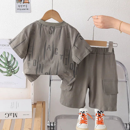 New Summer Baby Boys Clothes Suit Children Girls Letter Short Sleeved T-Shirt Shorts 2Pcs/Sets Infant Clothing Kids Tracksuits