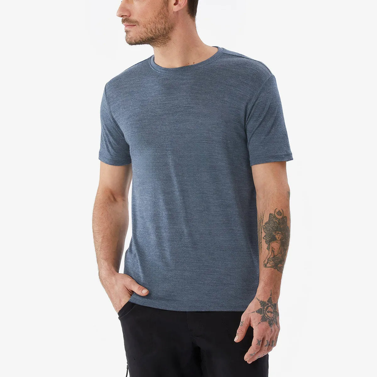 Men's 100% Superfine Merino Wool T-Shirt Base Layer Wicking Breathable Quick Dry Anti-Odor No-itch Comfortable Fit Size