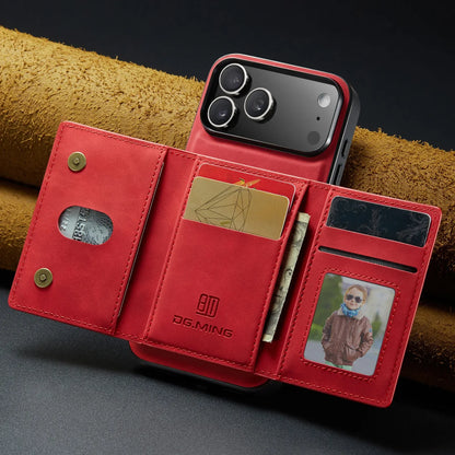 Luxury Leather Phone Case for IPhone 17 Pro Max Air16E 16 14 15 Plus 13 12 11 Pro Max Magnetic Detachable Card Stand Wallet