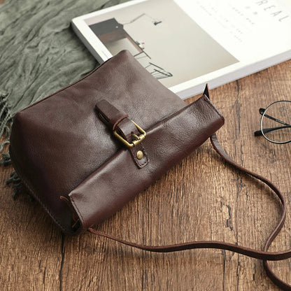 Soft Genuine Leather Women Messenger Bag Female Real Leather Crossbody Shoulder Bags Small Handbag Retro Phone Bag for Girls
