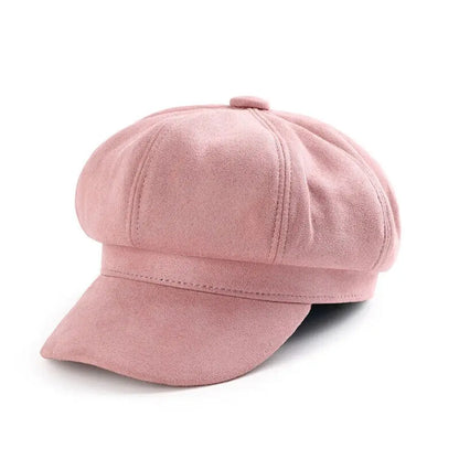 Casual Suede Fabric Hats & Caps Solid Color Adjustable Baker Cap Newsboy Hat Berets Beret Hat