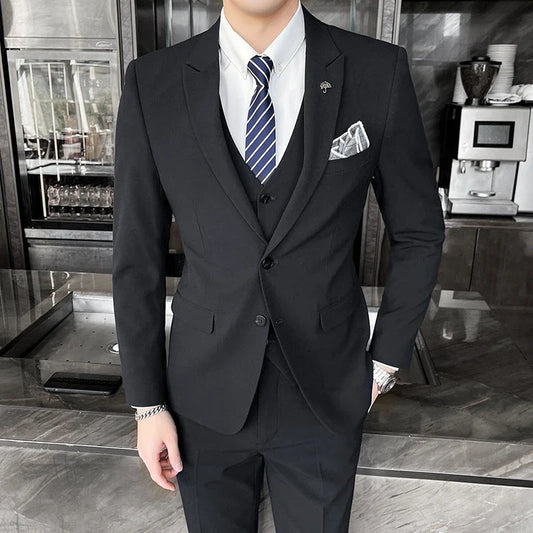 Blazer Pants and Vest Mens Casual Office Business Suit In Solid Color Plaid Groom's Wedding Dress Party Tuxedo Stage Dance Suits