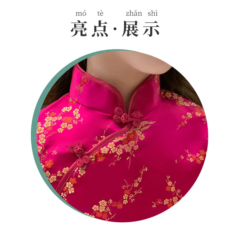 Fashion Children's Cheongsam Modern Girls Dresses Summer Baby Party Qipao Princess Clothing Chinese Style Girl Dress Vestidos