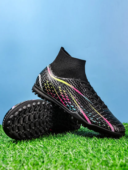 Wear Resistant TF Turf Soccer Boots PU Elastic Fabric Upper Rubber Stable Grip Sole Youth Boys Girls Football Shoes