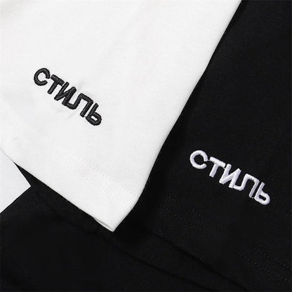 Black White Classic Letters Embroidery T-Shirt Men Women Simple Oversized Best Quality T Shirt Tops Casual Fashion Tees
