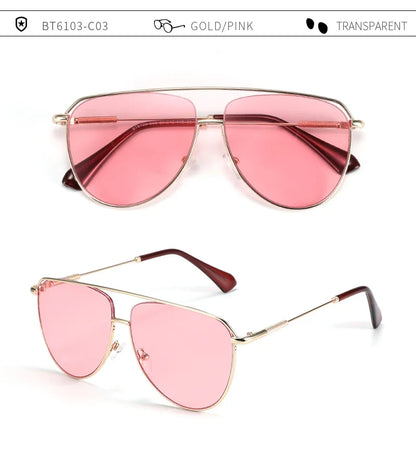 Trend Pilot Sunglasses Women's Fashion Double Bridge Metal UV400 Gradient Sunglasses Women's  Outdoor Sunglasses