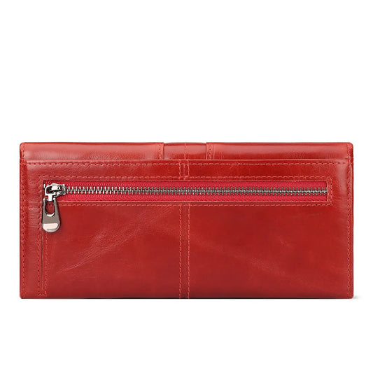 Pochette en Cuir Véritable pour Femme, Portefeuille à la Mode pour Téléphone Portable, avec Blocage RFID et Compartiment Zippé pour Cartes de Crédit