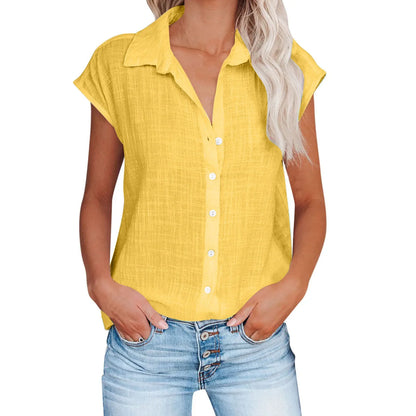 Summer Solid Cotton Linen Shirt Women's Clothing Casual Short Sleeve Tops Tee Ladies T-Shirts Blusas Thin Loose T Shirt Woman