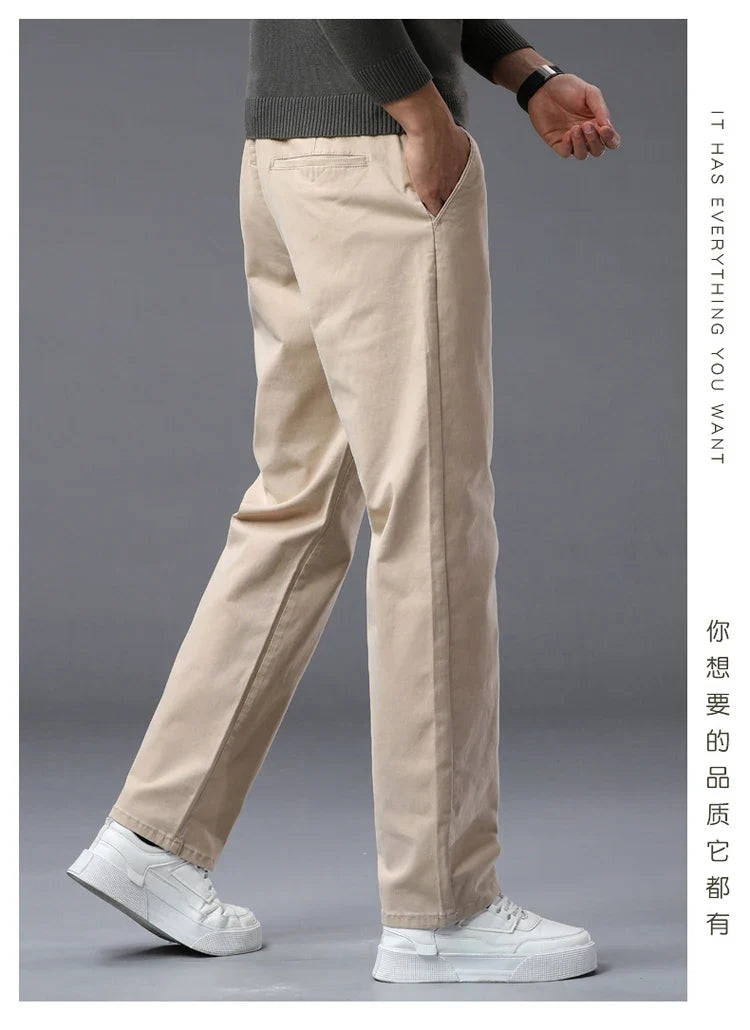 190 Cm Tall Men's Pants Summer Straight Chino Trouser Male Stretch Cotton Office Work Extra Long Leg Length 115 110cm Lengthed