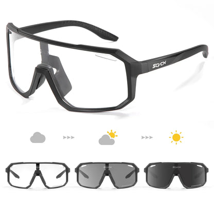 Scvcn New Men's UV400 Photochromic Cycling Sunglasses Women Sports Running Eyewear for Men Glasses Road Bike Bicycle Goggles