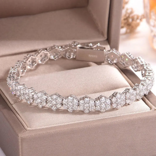 Bracelet Tennis Moissanite 2mm Entièrement Diamant GRA Argent 925 Plaqué Or 18k Bijoux de Mariage et Fête pour Femmes et Hommes