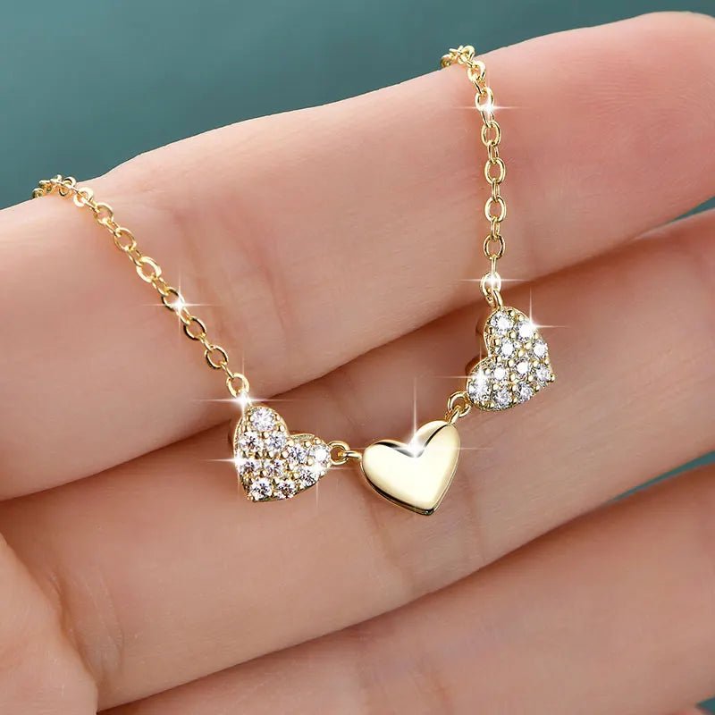 GRA Certified Full Round Moissanite Delicate Love Heart Pendant Necklace for Women 14K Gold Filled Fine Jewelry Gifts