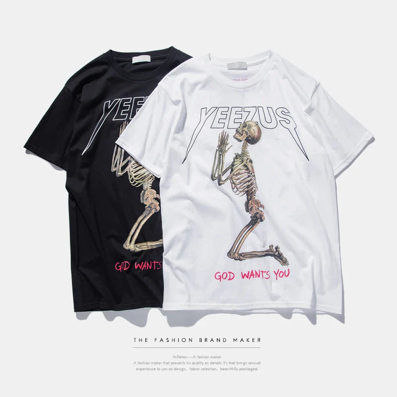 yeezus kanye west T shirt cotton streetwear concert hiphop short sleeve