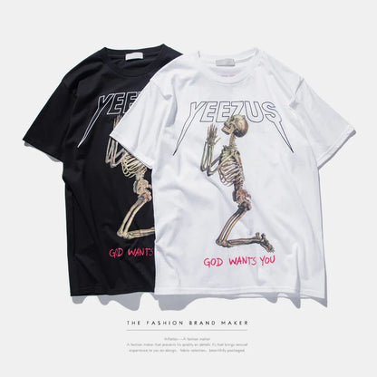 yeezus kanye west T shirt cotton streetwear concert hiphop short sleeve