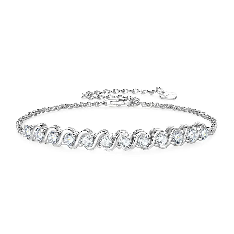 Real 3mm D Color Moissanite Infinity Bracelet for Women 925 Silver Adjustable Chain 2025 Trend Certified Fine Jewelry Gift