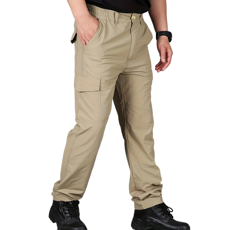 Casual Men Pants Summer Multiple Pockets Cargo Pants Quick Dry Thin Trousers Outdoor Hiking Workout Breathable Long Pant New