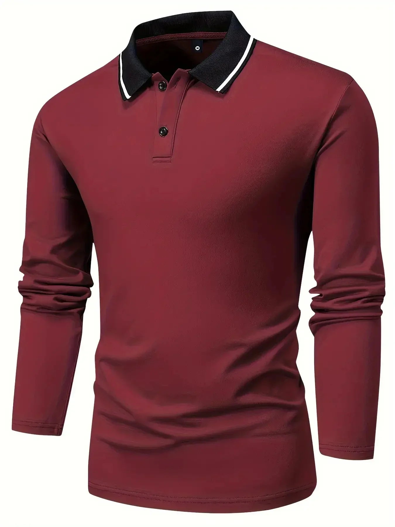 Men's Slim Fit Solid Color Breathable Anti-Wrinkle Polo Shirt Casual Business Long Sleeve Collar Spring Autumn Commute