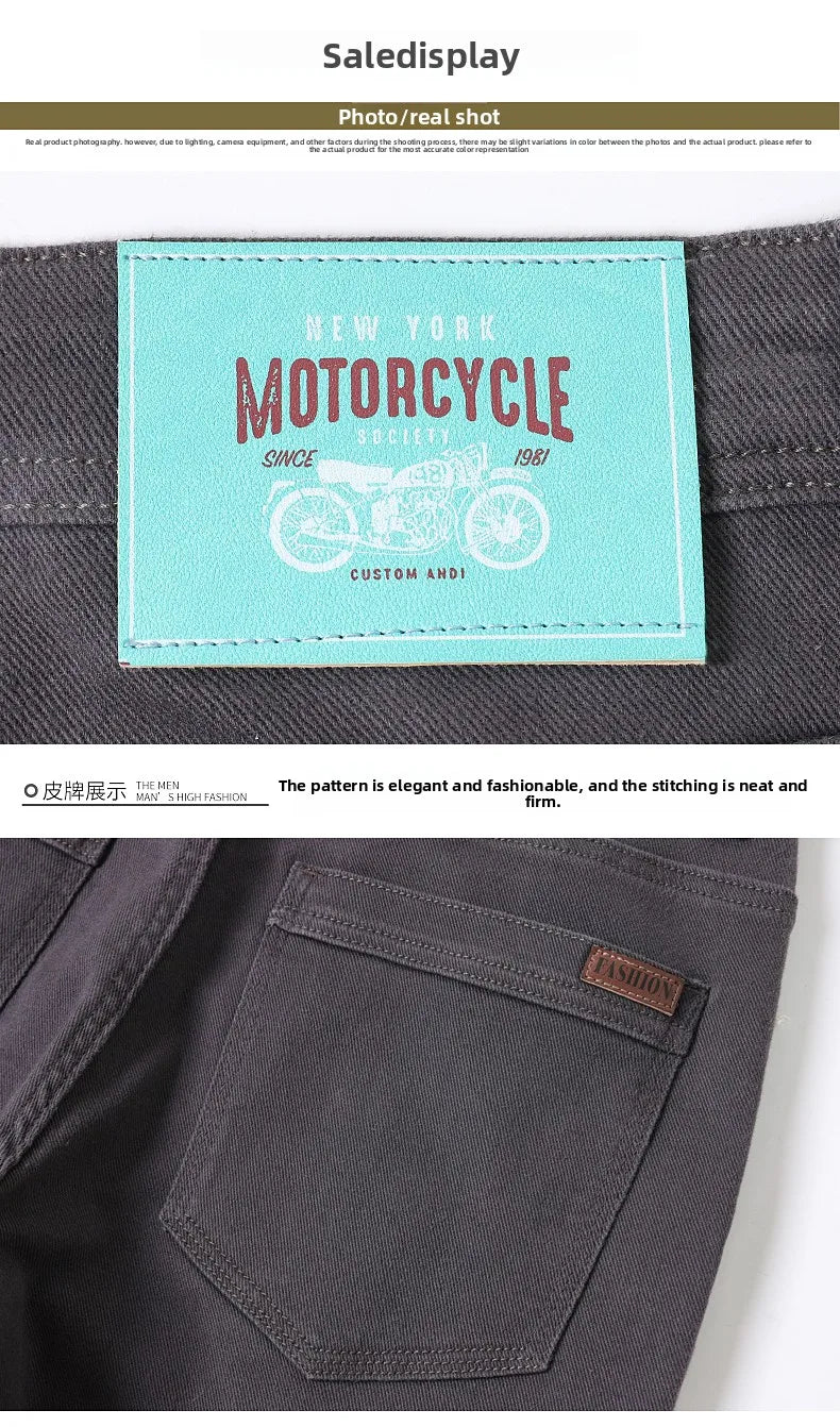 Classic Style 3 Colors Autumn Men's Slim Brown Jeans High Quality Business Casual High Stretch Denim Pants Male Brand Trousers