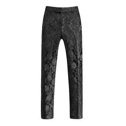 Fashion Men Luxury Jacquard Suit Pants White / Black / Pink Trend Male Groom Wedding Prom Party Dress Trousers