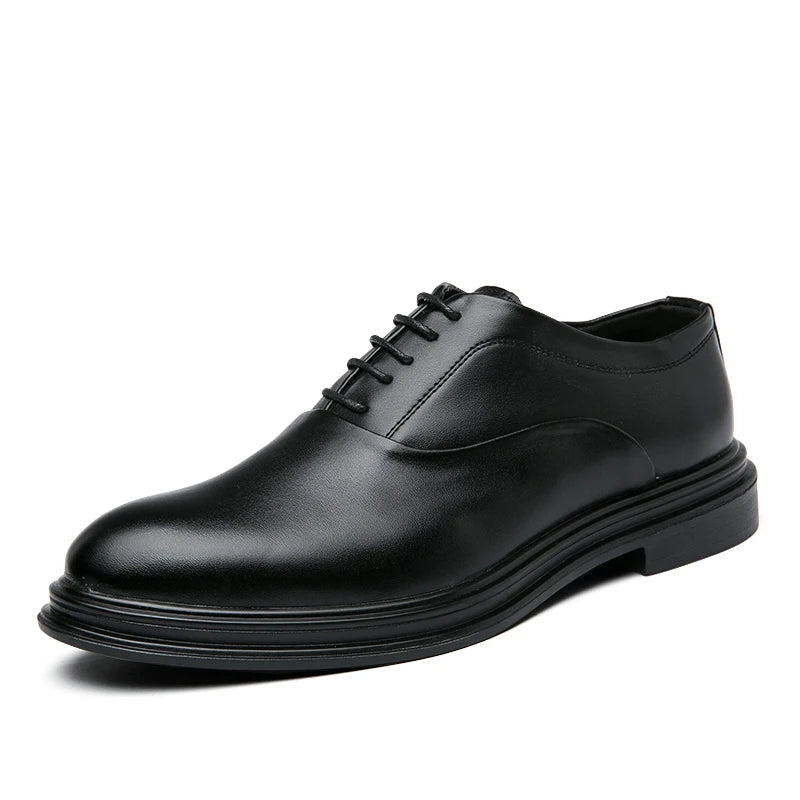 Brand Classic Derby Shoes Leather Man Business Dress Office Leather Shoes Flats Men Fashion Wedding Party Suit Club Shoe Vintage