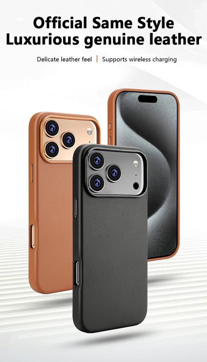 Official Magnetic Leather Case for Apple iPhone 17 Pro Max 16 13 12 14 15 Plus Original MacSafe for MagSafe Cover Accessories
