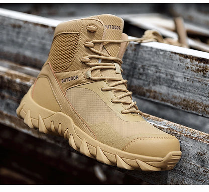 Men Tactical Boots Army Waterproof Work Climbing Hiking Shoes High Quality Outdoor Motorcycle Hunting Safety Unisex Desert Boot
