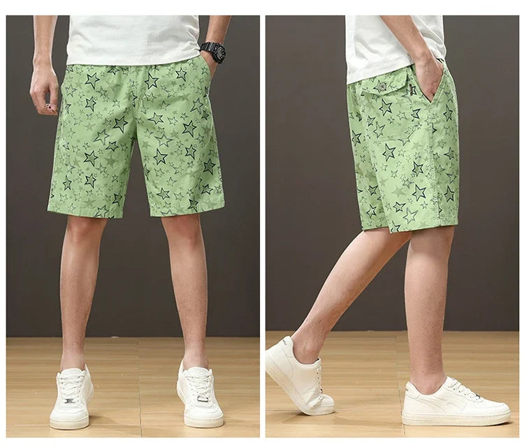 Streetwear Star Print Shorts Men Hawaii Beach Casual Shorts Outdoor Cotton Sports Elastic Waist 6XL Oversized Baggy Half Pants