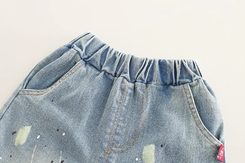 0-5Years New Baby Boys Girls Summer Clothes suits Tie dye letter T-shirt denim Shorts 2pcs/sets Children Clothing Tracksuits Set