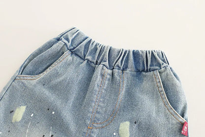 0-5Years New Baby Boys Girls Summer Clothes suits Tie dye letter T-shirt denim Shorts 2pcs/sets Children Clothing Tracksuits Set