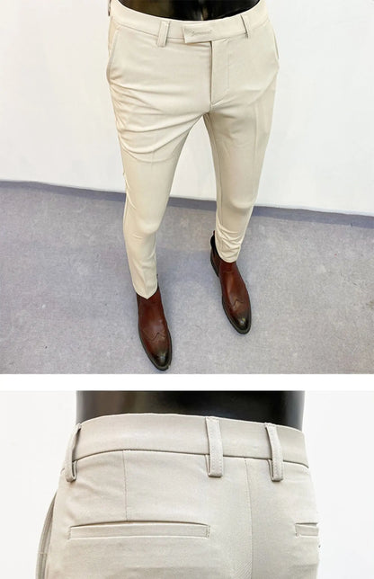 2025 Spring and Summer New Men's Casual Business Dress Pants Fashion Social Solid Wedding Party Suit Pants Slim Fit Suit Pants