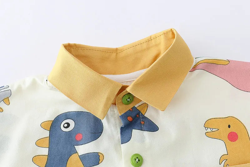 Cotton Clothes Kids Boy Summer Children Print Dinosaur Shirts Denim Shorts 2Pcs/Set Kids Fashion Toddler Tracksuits 0-5 Years