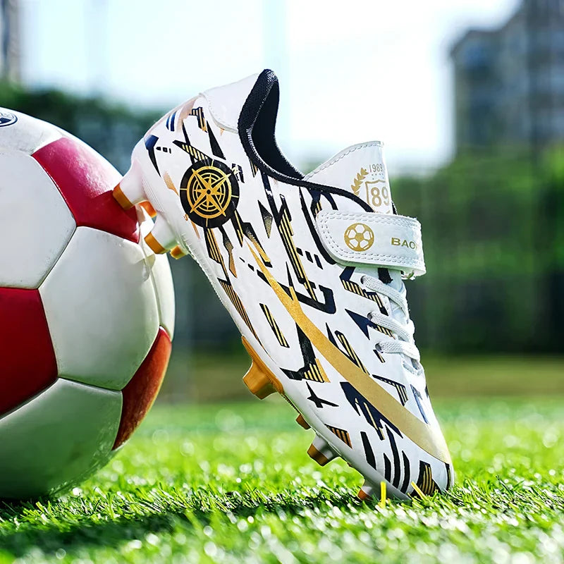 Hot Child Football Boots Outdoor Trainers Soccer Shoes For Kids Boys Hook Loop Football Sneakers Cleats Futsal Shoes Children