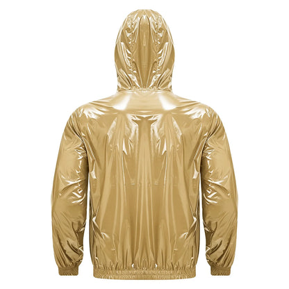 Mens Waterproof Hooded Jacket Tops Breathable Raincoat Waterproof Windproof Outdoor Biking Fishing Jacket Hood Outerwear