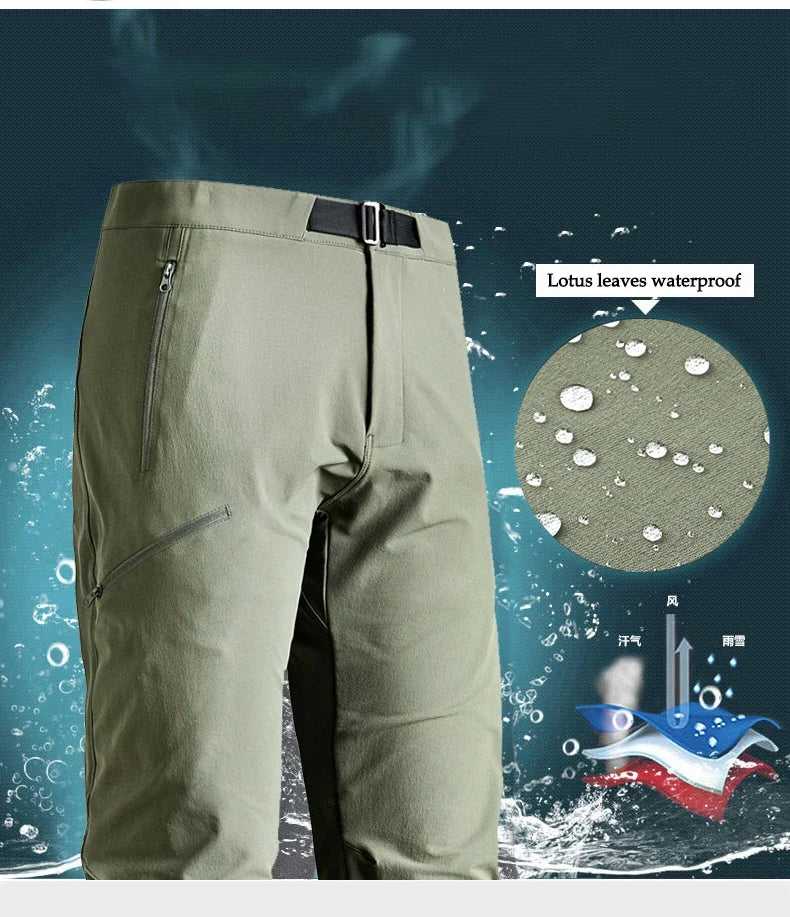 Male Hiking Pants Outdoor Waterproof Windproof Mountaineering Trousers Autumn With Belt Elasticity Fishing Cycling Cargo Pants
