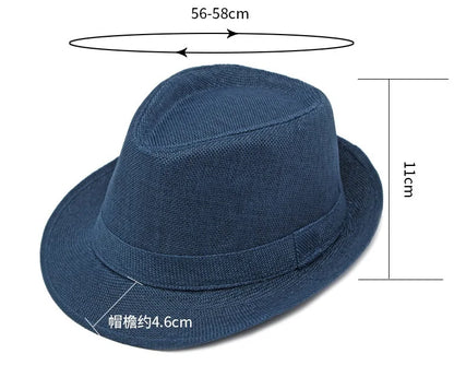 New Summer Linen Fedora Jazz Hat British Style Unisex Straw Hat Beach Sun Hat Sun Protection Korean Style Sun Hat