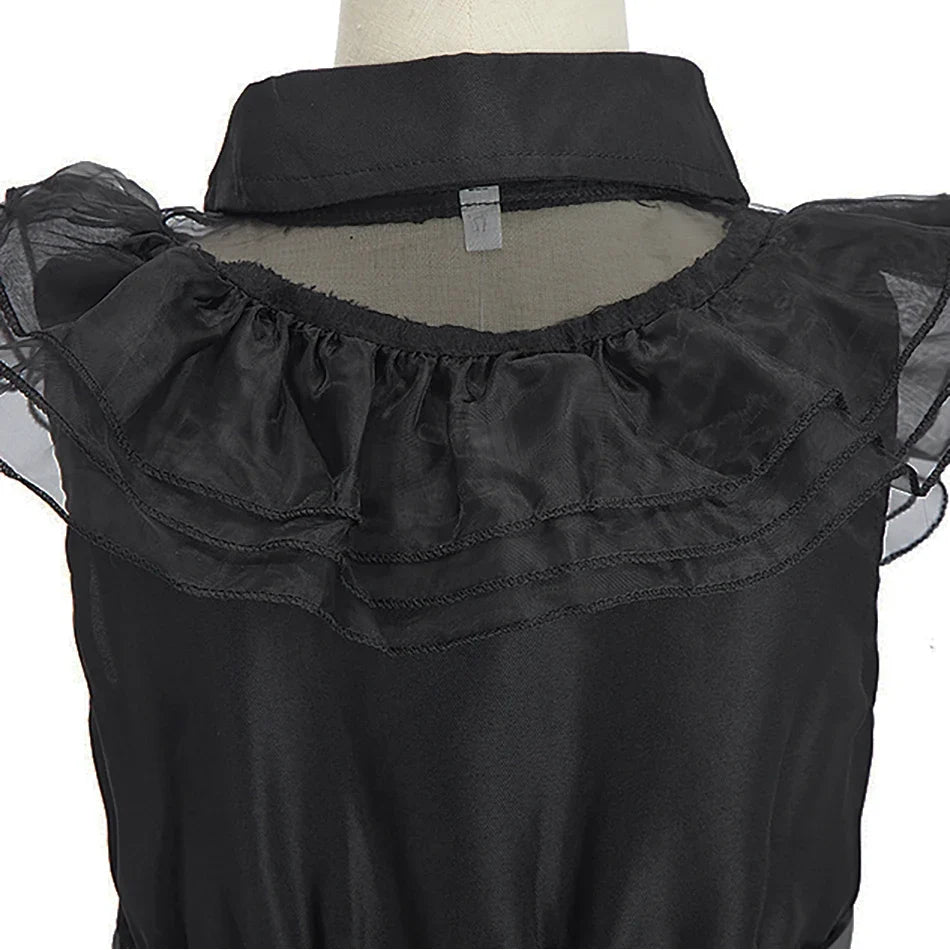 Girl Costume Kids Cosplay Black Witch Princess Dress Children Pageant Dinner Dress Girl Halloween Party Dancing Clothing