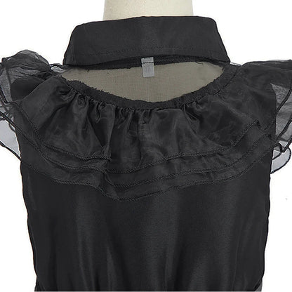 Girl Costume Kids Cosplay Black Witch Princess Dress Children Pageant Dinner Dress Girl Halloween Party Dancing Clothing