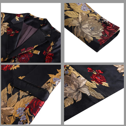 New Men Embroidered Jacquard Slim Fit Casual Suit Jacket Formal Prom Party Stage Costume Man Tuxedo Gentleman Blazers Suit Tops