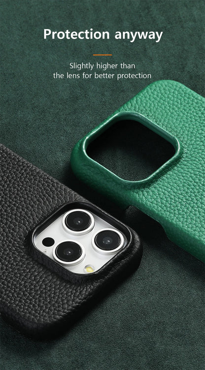 Natural Cowhide Leather for Magsafe Case for iPhone 16 15 Pro Max Promax 15Pro 16Pro Luxury Magnetic Phone Back Cover