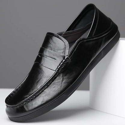 Genuine Leather Men Loafers Comfortable Mens Casual Shoes Luxury Brand Man Formal Dress Shoes Breathable Slip on Boat Shoes