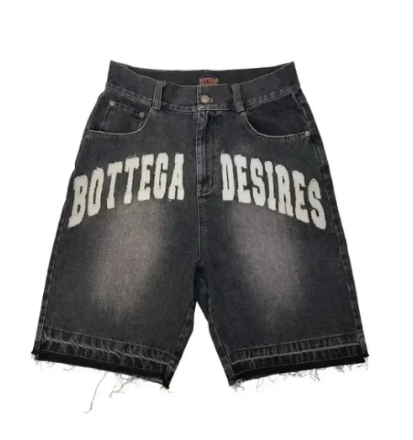 Embroidered Shorts Y2K Streetwear Man Woman Clothing Harajuku Hip Hop Baggy Denim Gym Shorts Gothic Summer Basketball Shorts
